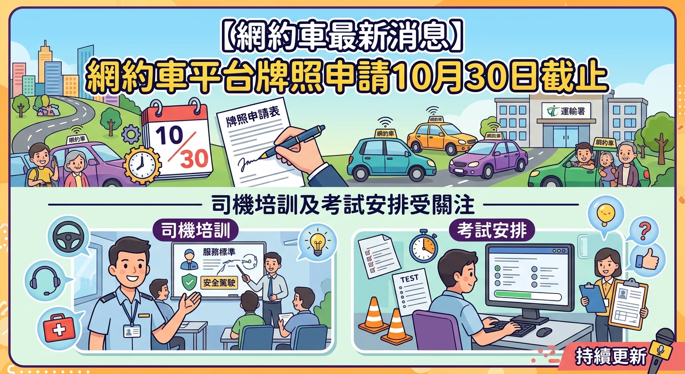 【網約車最新消息】網約車平台牌照申請10月30日截止　司機培訓及考試安排受關注